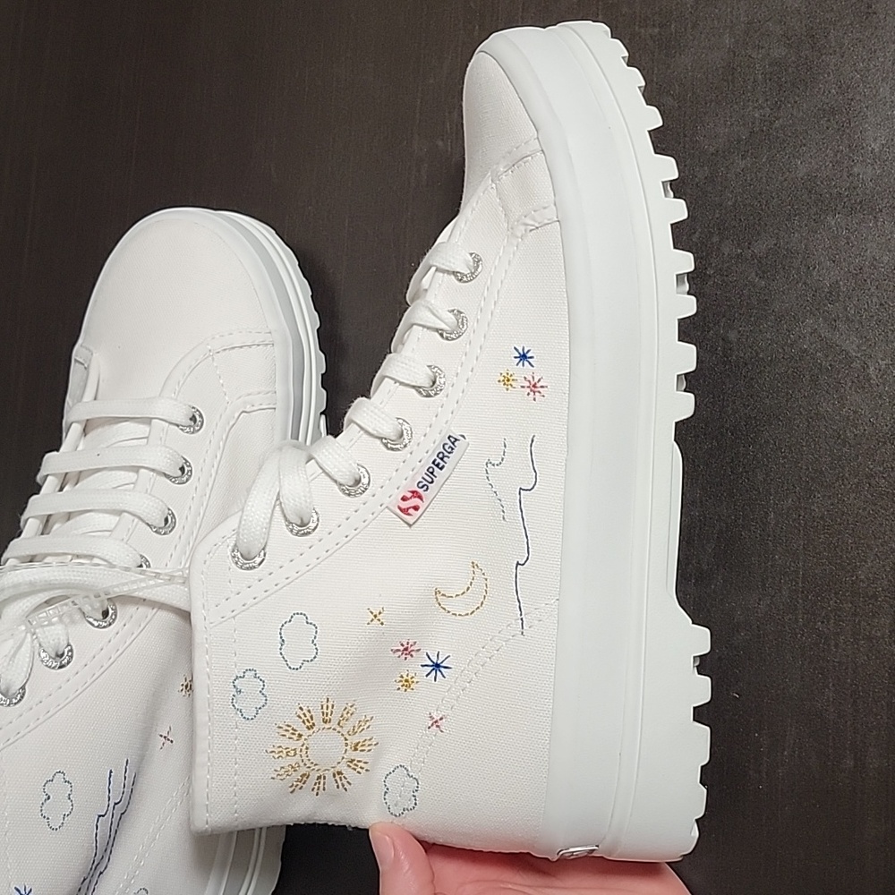 Superga 2341 Alpina Embroidered High Top Sneakers Women's Size 7.5